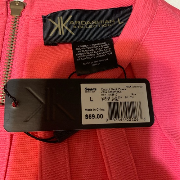 Pink Cut Out Neck Dress Size L Kardashian Kollection New with tags - Picture 7 of 10